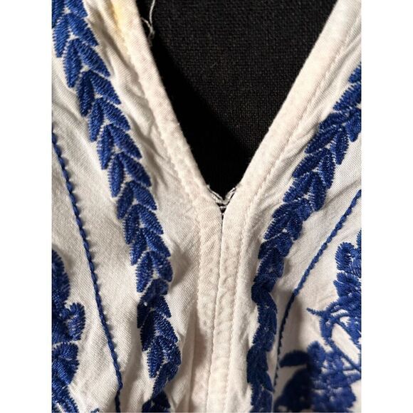 Lovestitch Boho Embroidered Trim Front Tie Beach Cover-Up Top Size Medium - Picture 4 of 8